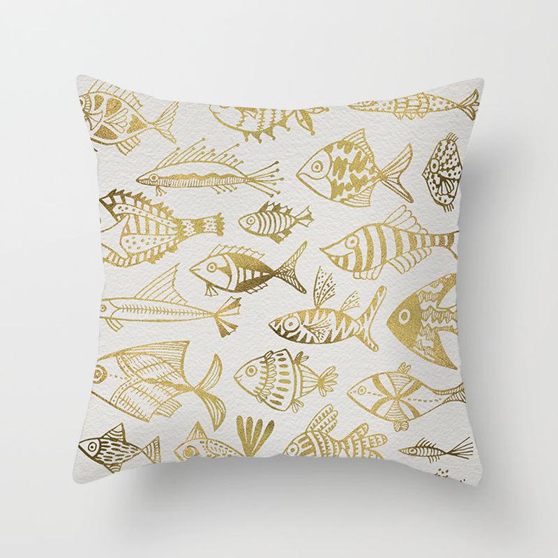 European Style Golden Geometric Print Car Pillow Cover Sofa Cushion Cover Home Furnishings