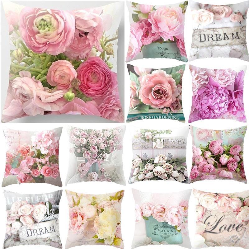 1PC New Retro Realism Rose Flower Series Printed Single Side Pillow Cover Car Cushion Cover Sofa Living Room Bedroom Pillow Cover  (No Pillow Inner)