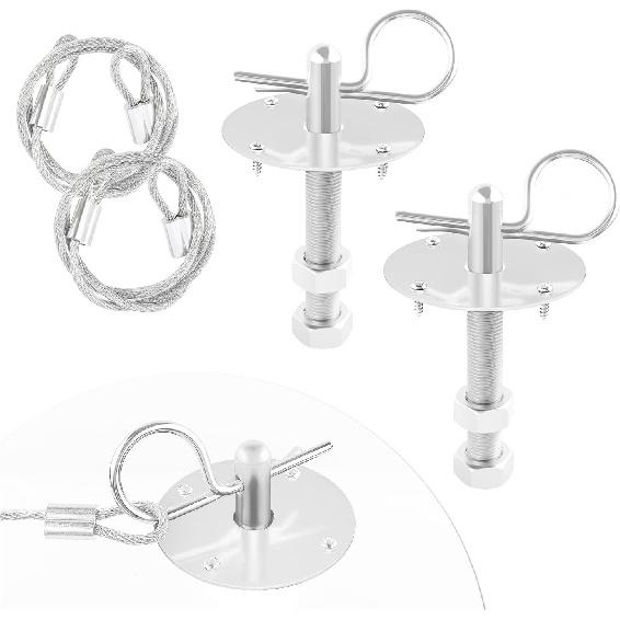 Hood Pins Kit for Car - Stainless Steel Hood Pin Lock Clip with Racing Lanyard for Fixing Car Hood Cover & Reduce Shaking - Universal Car Mods