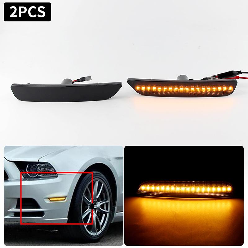 

2pcs Black/Clear Lens Car Front Bumper Side Marker Light Signal Lamp For Ford Mustang 2010-2014 OEM:# FO2550144 Car Accessories