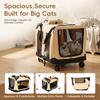 Rolling Pet Box with Telescopic Handle, Foldable Pet Travel Cart with Wheels, Breathable Mesh Dog and Cat Bag Trolley