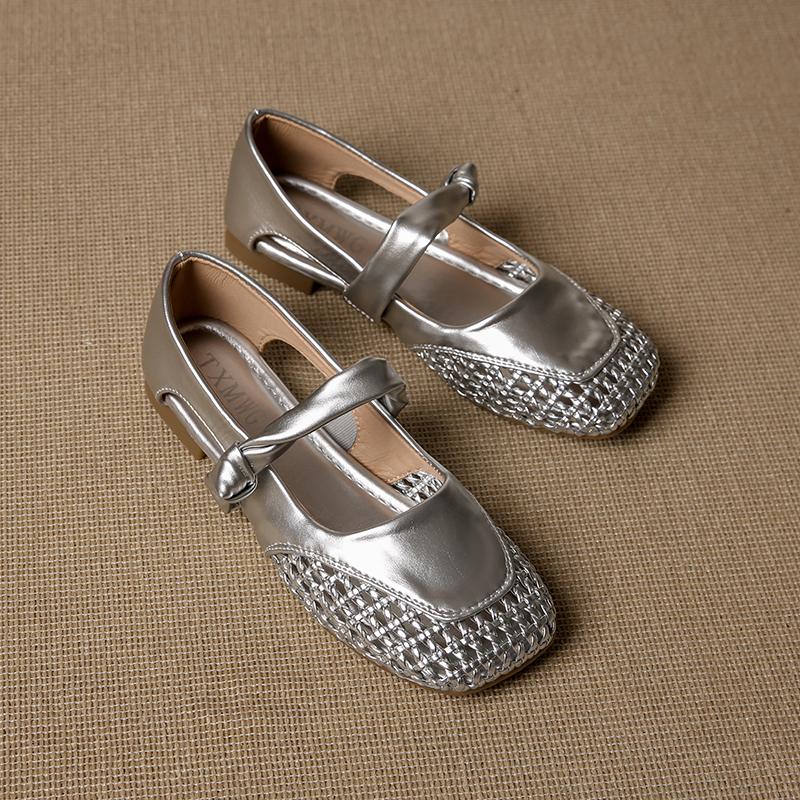 Fashion Summer 2025 New Soft-soled Flats Shoes Round Head Retro Women Hollow Out Women Shoes Fashion Shallow Flat Shoes 659