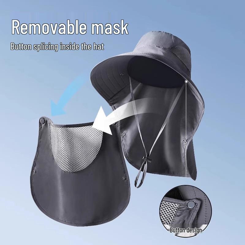 Herren Sommer UV-Schutz Hut mit breiter Krempe und Gesichtsschutz zum Angeln