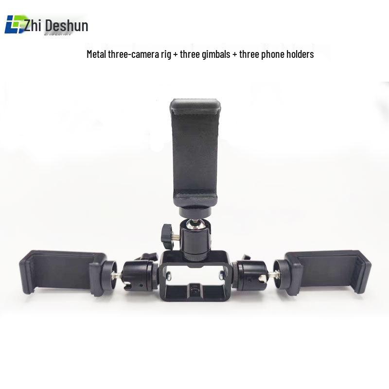 Metal Camera Phone Stand for Live Streaming with Adjustable Three-Position Bracket and 1/4 3/8 Screw Holes