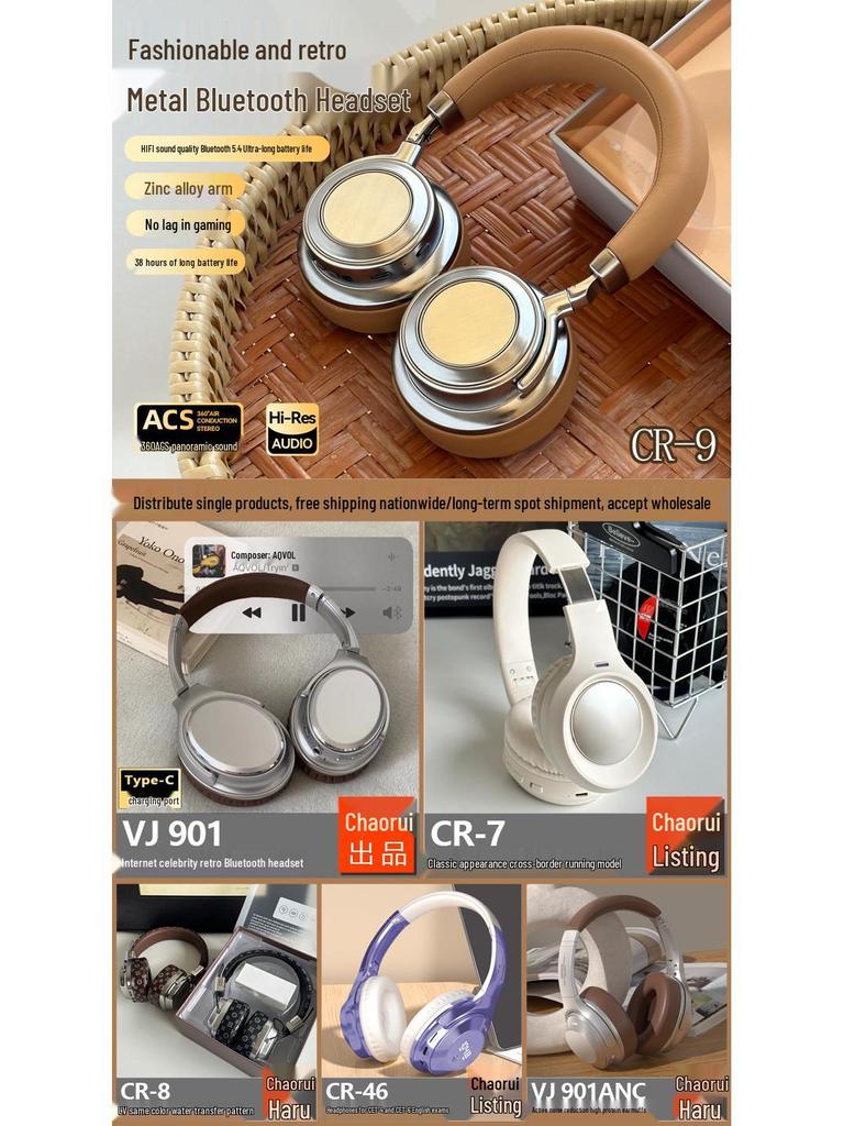 Cross-border P9 Bluetooth Over-Ear Headphones: Wireless, Sports-Ready, Ultra-Long Battery Life, Universal Fit with Card Slot.