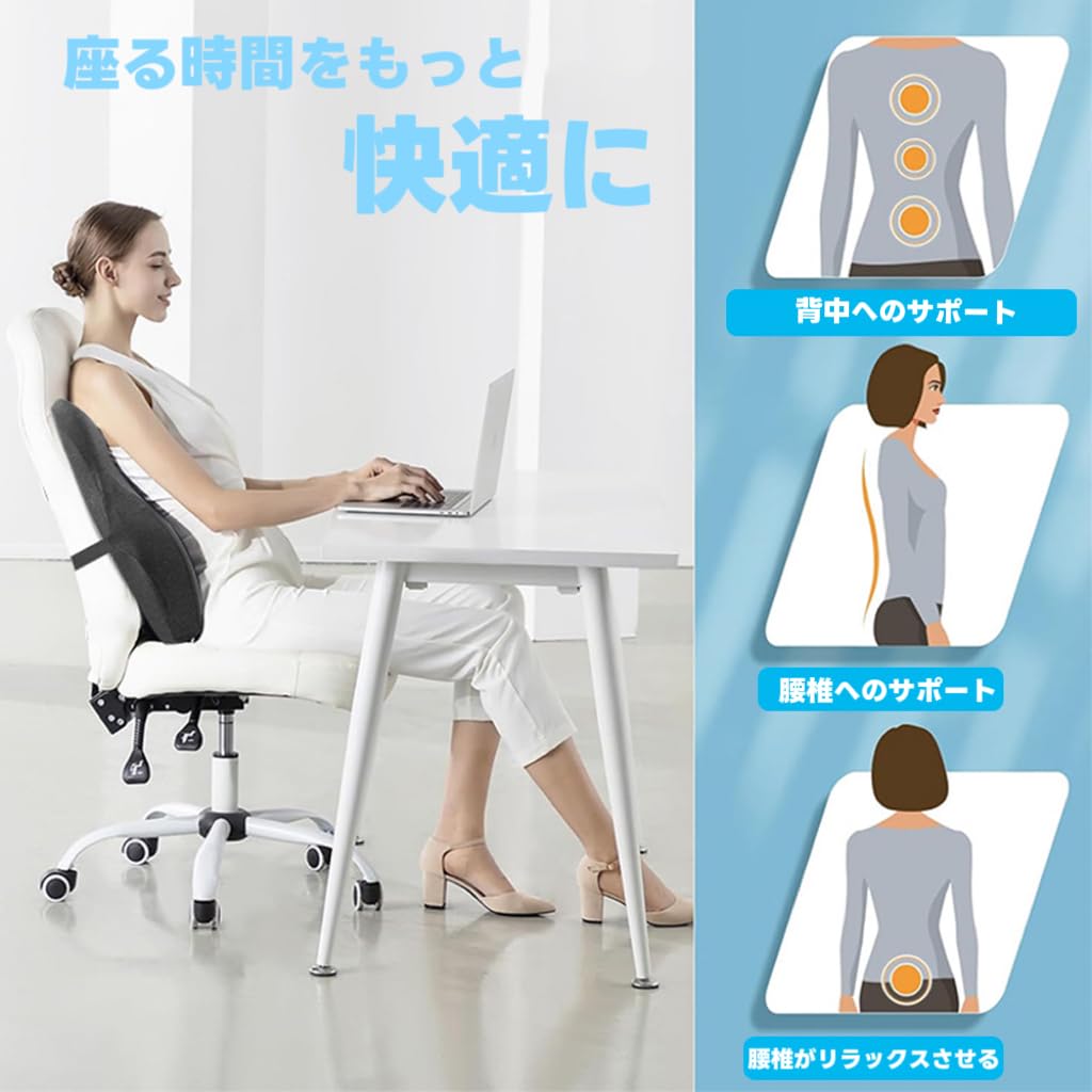 Vtesey Memory Foam Lumbar Support Cushion for Ergonomic Lumbar Clear Backrest with Adjustable Mounting and Washable Cover Car/Office Chairs, Support,