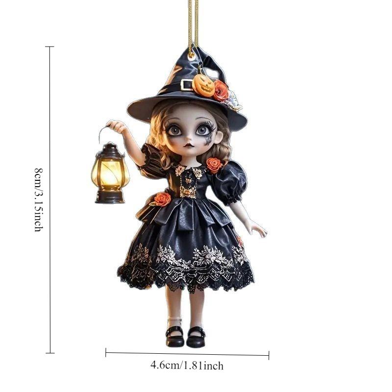 Halloween Pumpkin Witch Decoration Pendant - Cute Mini Witch with Pumpkin Hat Hanging Ornament for Home Party Halloween Tree