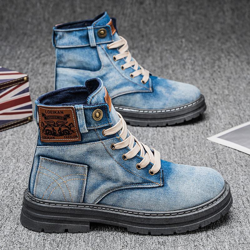Fashion Retro Ankle Boots Men Western Cowboy Boots Man Designer Canvas Shoes Designer Men's Motorcycle Boot Plus Size Botas Hombre 2025