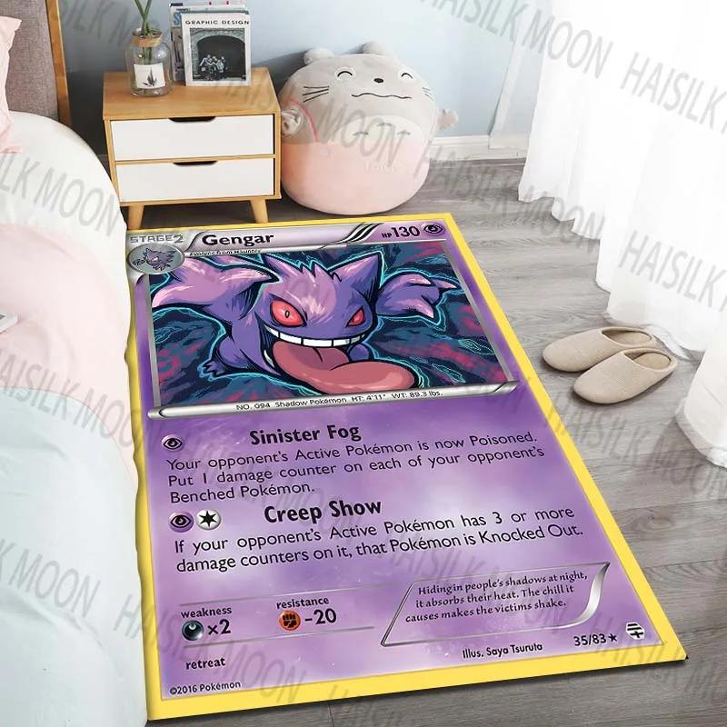 15 Misure Tappeti con Fantasia Carte Pokémon Gengar per Soggiorno Camera da Letto Tappetino per Pavimento Divano Tappeti Antiscivolo Tappeto Gioco per Camera dei Bambini Regali