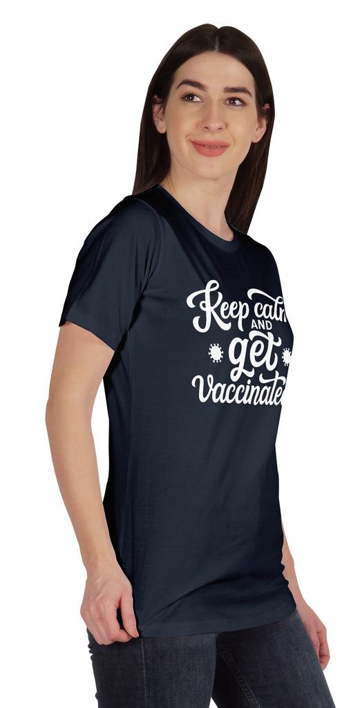 Inkmeso Keep Calm And Get Vaccinated Funny Pro Vaccine Crew Neck T-shirt For