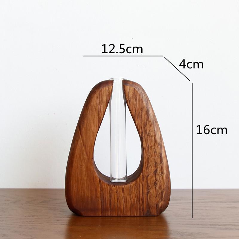 Handgefertigte Vase aus Massivholz, ausgehöhltes Glasröhrchen, Blumenarrangement, Hydrokultur, Holzvase, Topfblumen, Wohnaccessoires