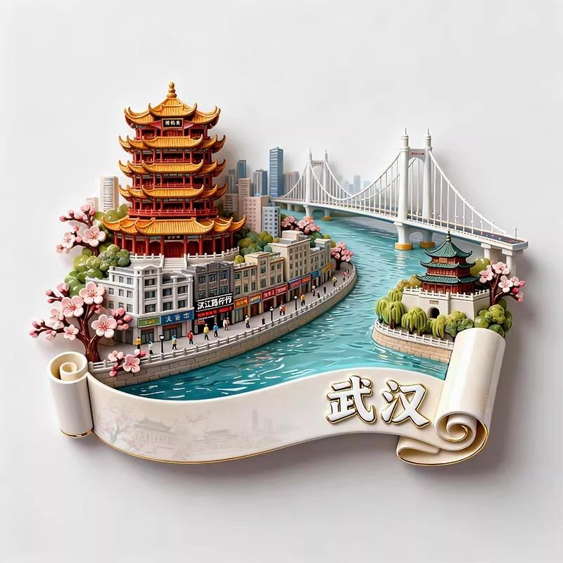 China Metal Fridge Stickers Hangzhou Souvenirs Huangshan Tianjin Guilin Guangxi Wuhan Xi An Zhangjiajie Fridge Magnets Gifts