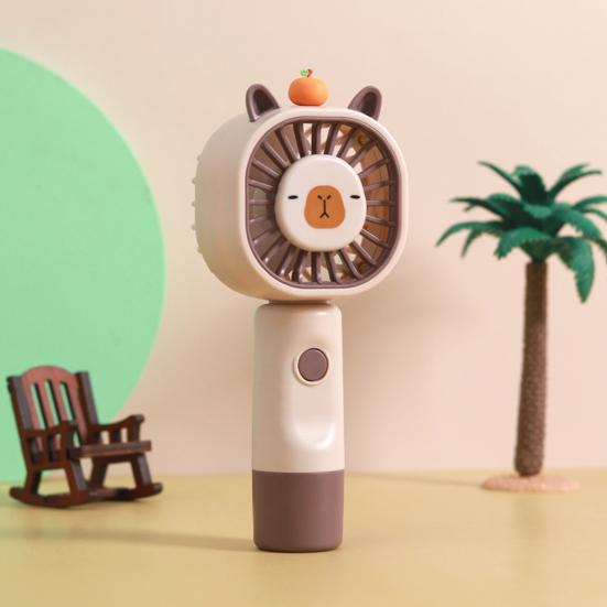 Handheld Fan Multi-Speed Adjustable Capybara Design Quiet Operation USB Rechargeable Portable Cooling Fan