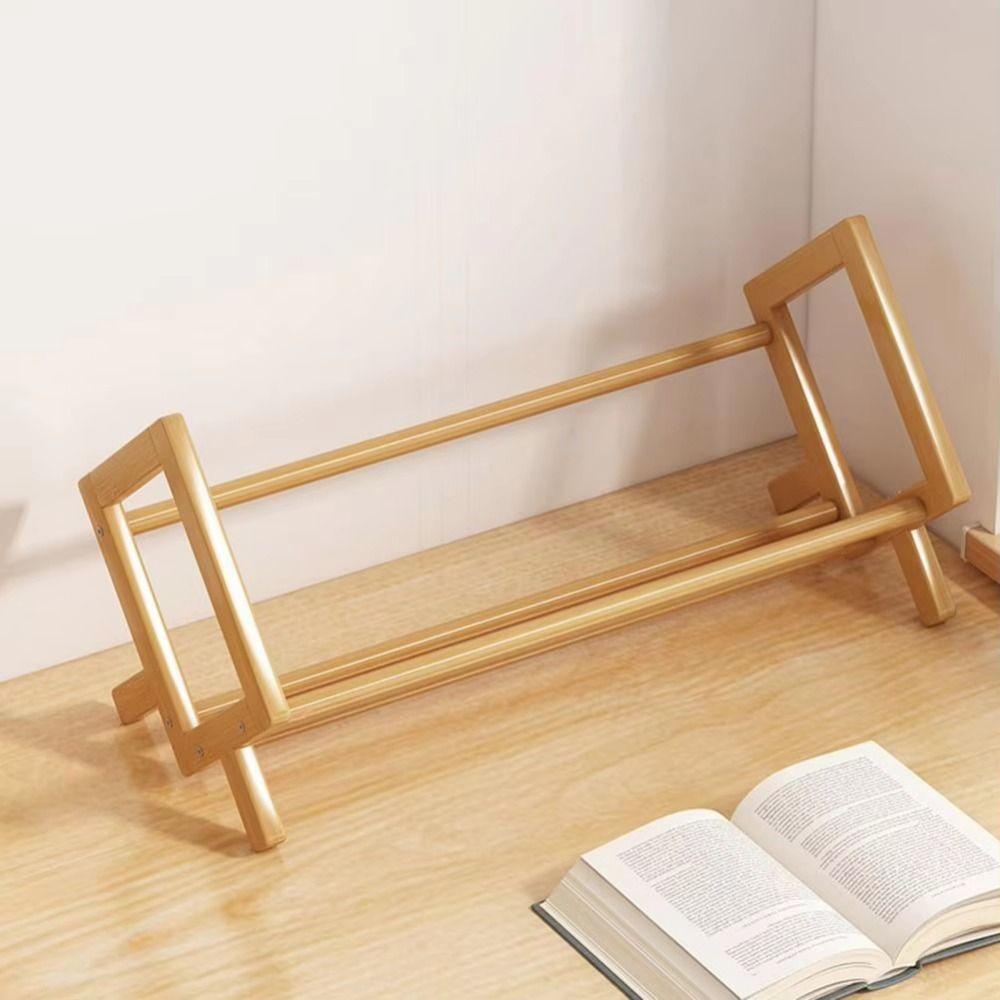 Burr Free Wood Book Display Shelf Bamboo Desktop Bookshelf Magazine Storage Rack  Stationery