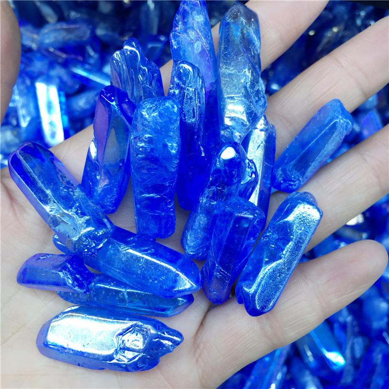 TikTok Cross-Border Multicolor Crystal Column Ornaments - Electroplated Blue, Pink, and Purple