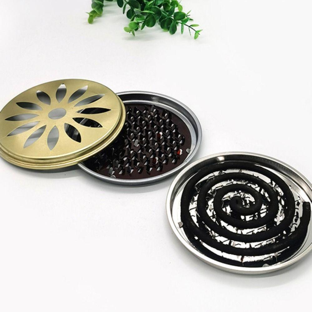 With Lid Mosquito Repellent Tray Stainless Steel Mosquito Coil Burner  For Living Room Bedroom