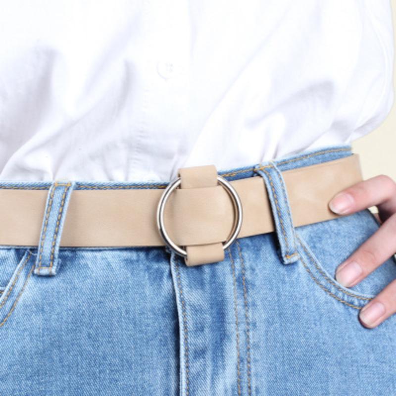 Creative Needleless Round Buckle Casual Ladies Belts Youth Fashion Wide Belts Women Belts