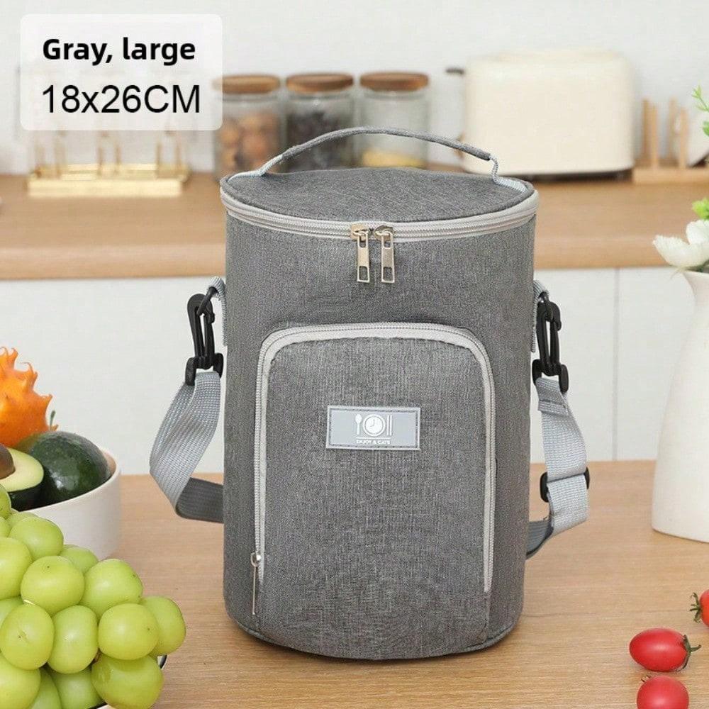 Nouveau sac isotherme cylindrique bandoulière rond multicouche boîte à lunch sac employés de bureau aller à l'école portable messager sac bento
