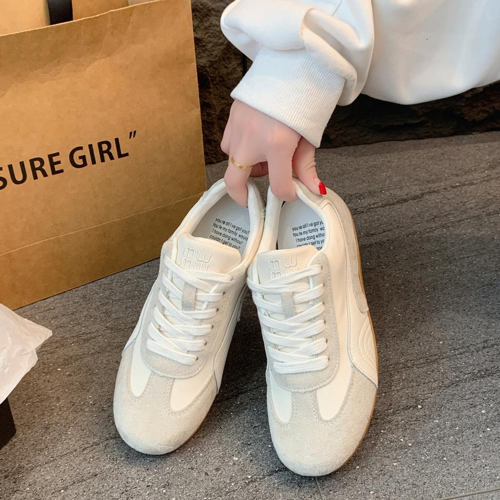 Board Shoes Lace-up Sneakers Retro Running German Training Shoes Casual Little White Shoes Women's Versatile Training Ins Flat 2025