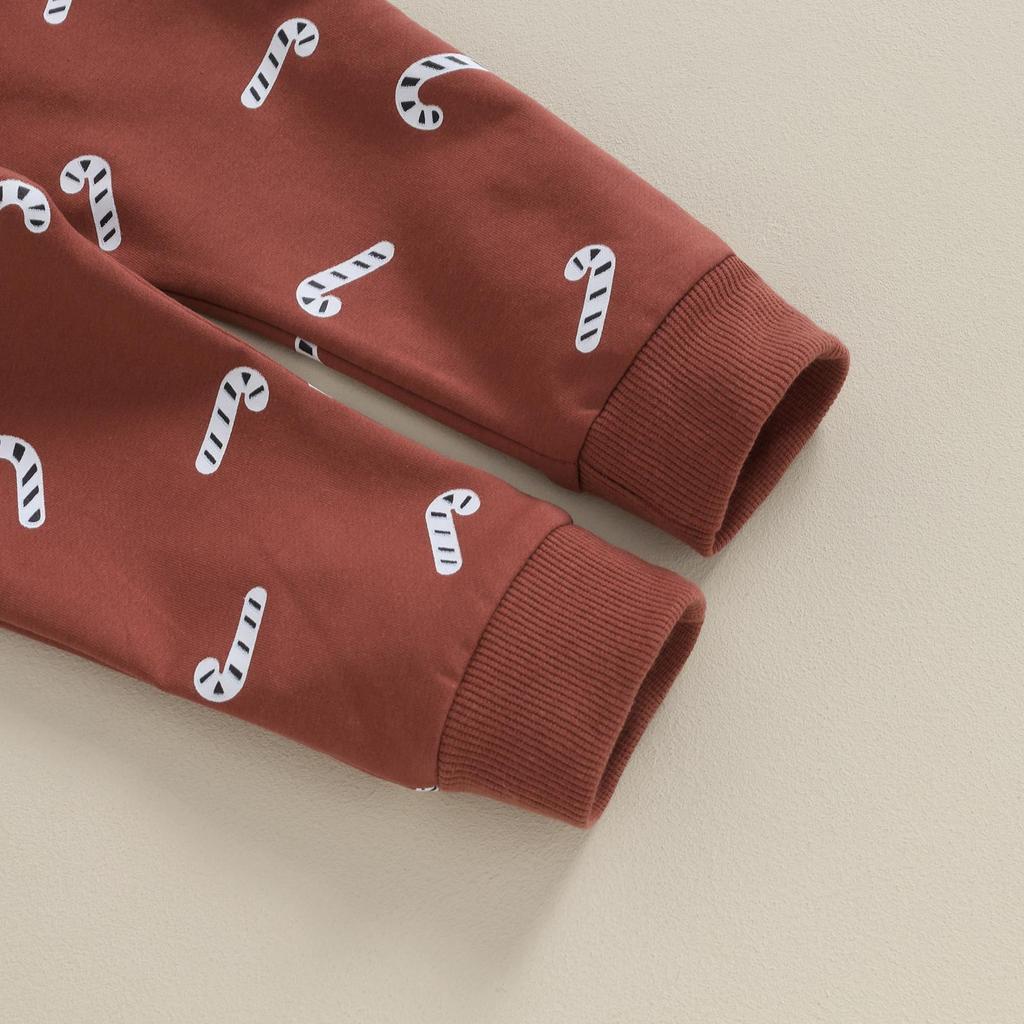 Christmas Baby Boys Girls Clothes Set Candy Cane Print Sweatshirt+Pants 2pcs Suit Kids Casual Outfits