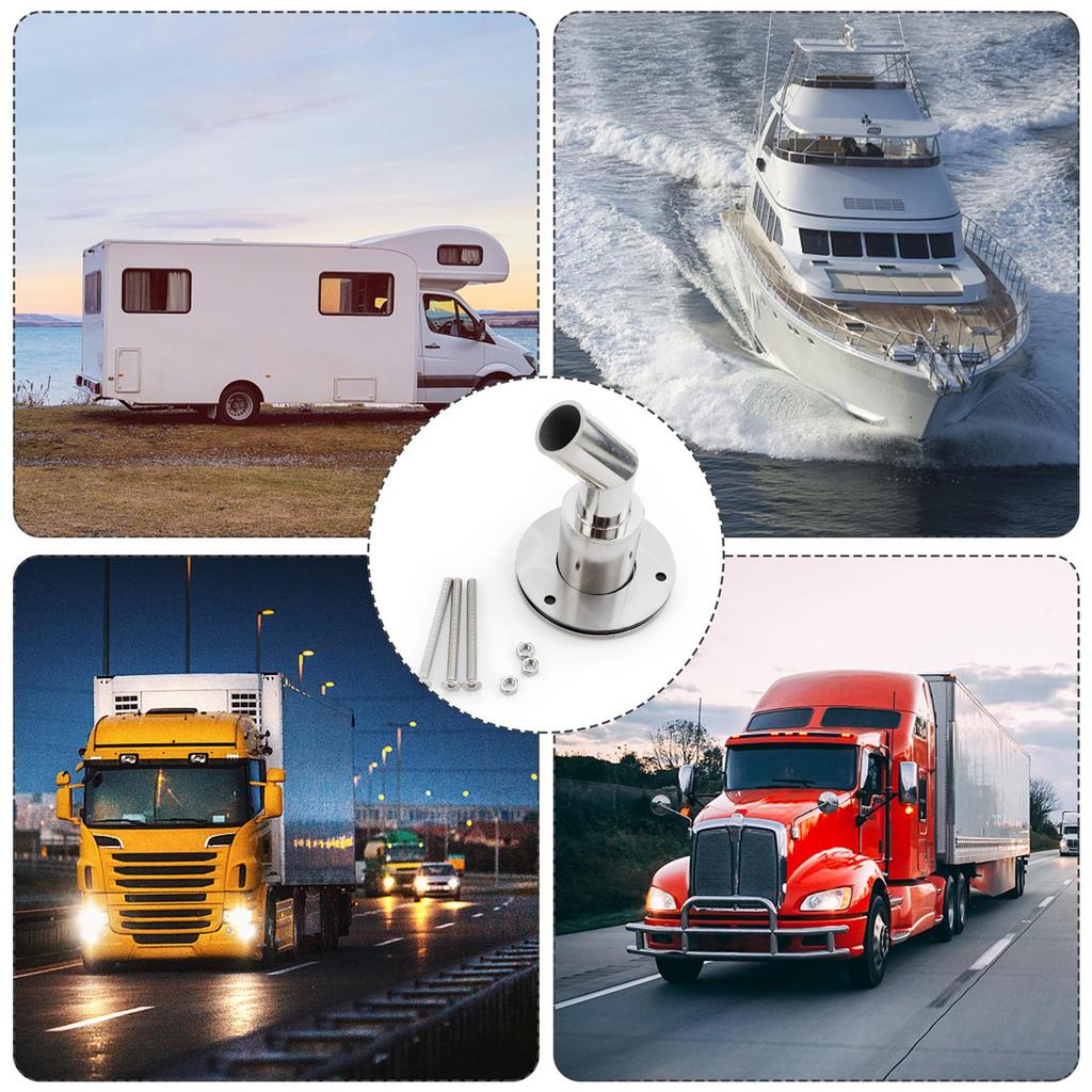 Thru Hull Exhaust Skin 316 Stainless Steel 24mm Thru Hull Exhaust Fitting Heat-Resistant Curved Tube Pipe Socket Hardware for