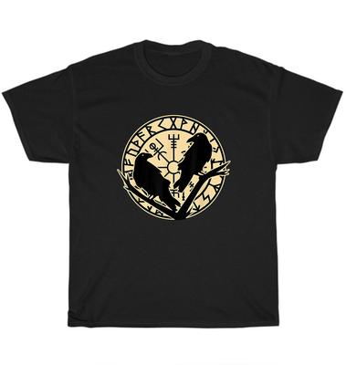 Odin Ravens Huginn and Muninn Norse Mythology Vegvisir T-Shirt Unisex Tee Gift NEW