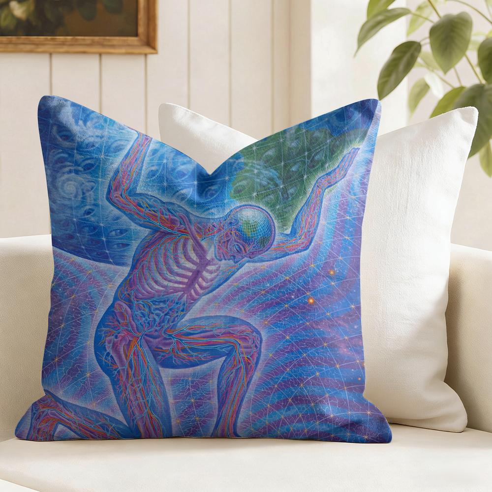 AAlex GGrey Trippy Psychedelic Cushion Cover Natural Linen Double Sided Print Throw Pillow Case for Sofa Couch Home Decor