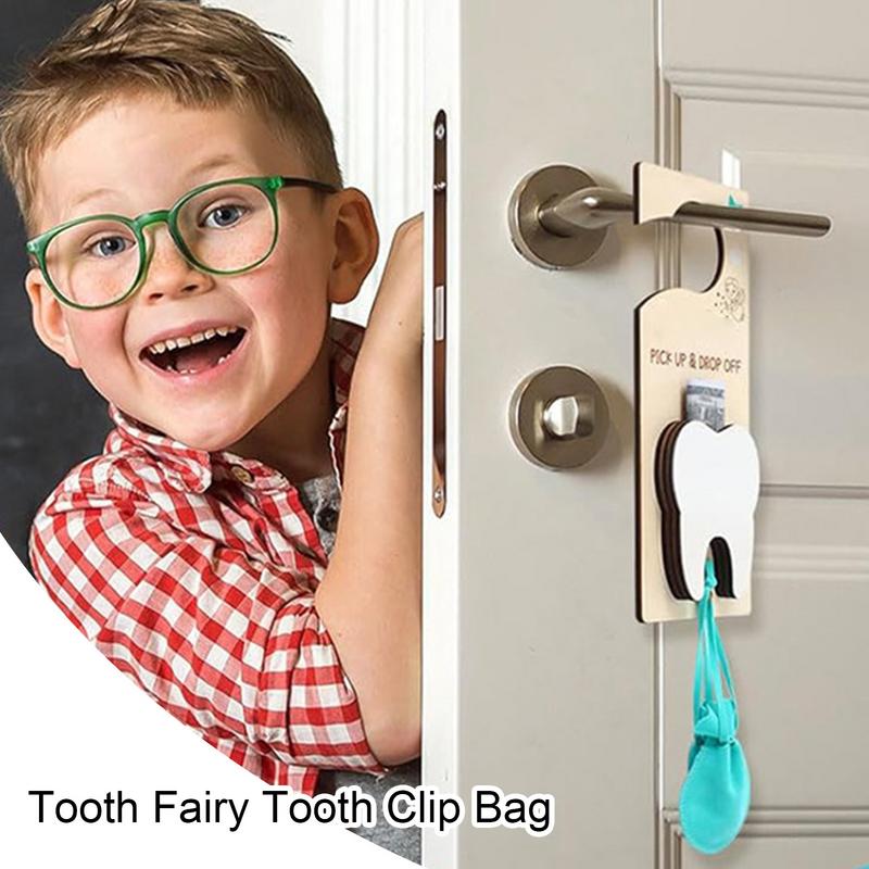 Teeth Door Hanger Wooden Tooth Fairy Door Hanging Decor With Money Holder Exquisite Door Handle Hanging Decor Gift For Kids