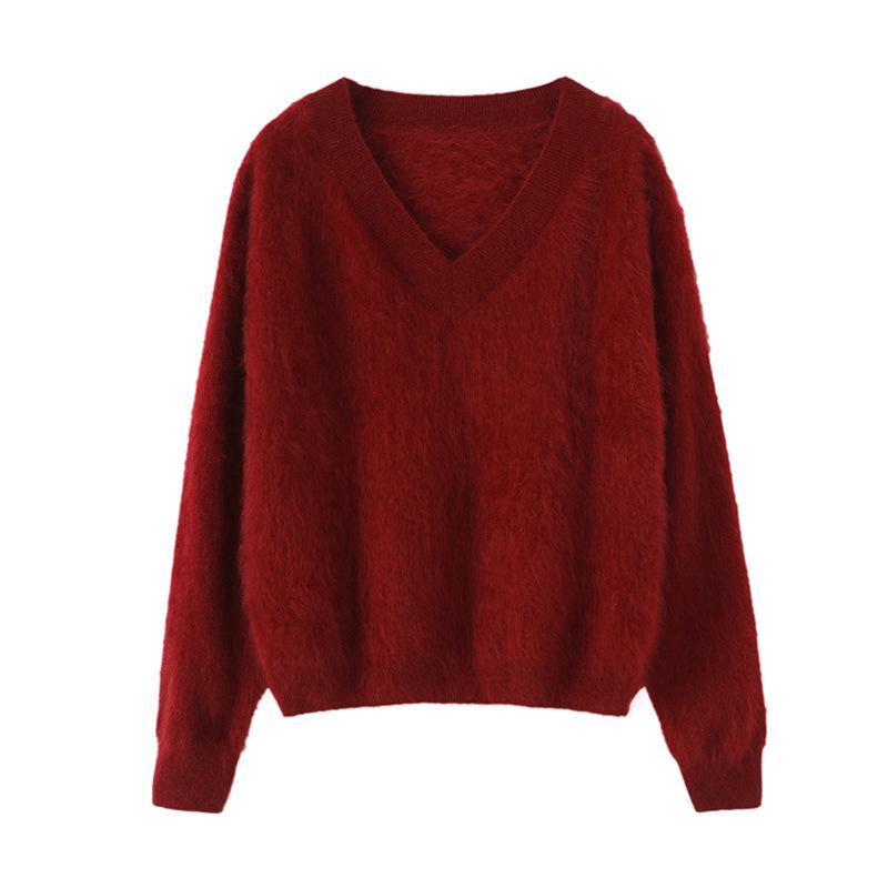 Women's V-Neck Pure Cashmere Sweater - Autumn 2026: Brushed, Loose, Flattering Knitwear