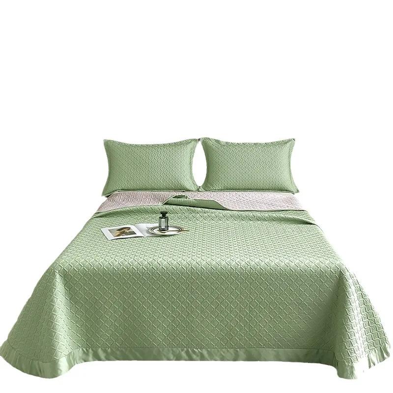 High-End Solid Color European-Style 60 Tencel Three-Piece Bed Cover Set Large Size Lyocell Tencel Thickened Quilted Bed Cover