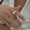 Retro Palace Geometric Malachite Alloy Ring