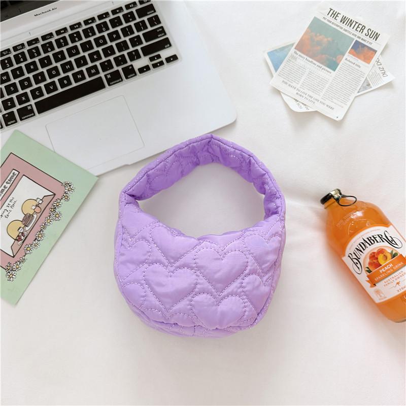 

Stylish Children s Nylon Tote Bag With Heart Embroidery For All Seasons фиолетовый