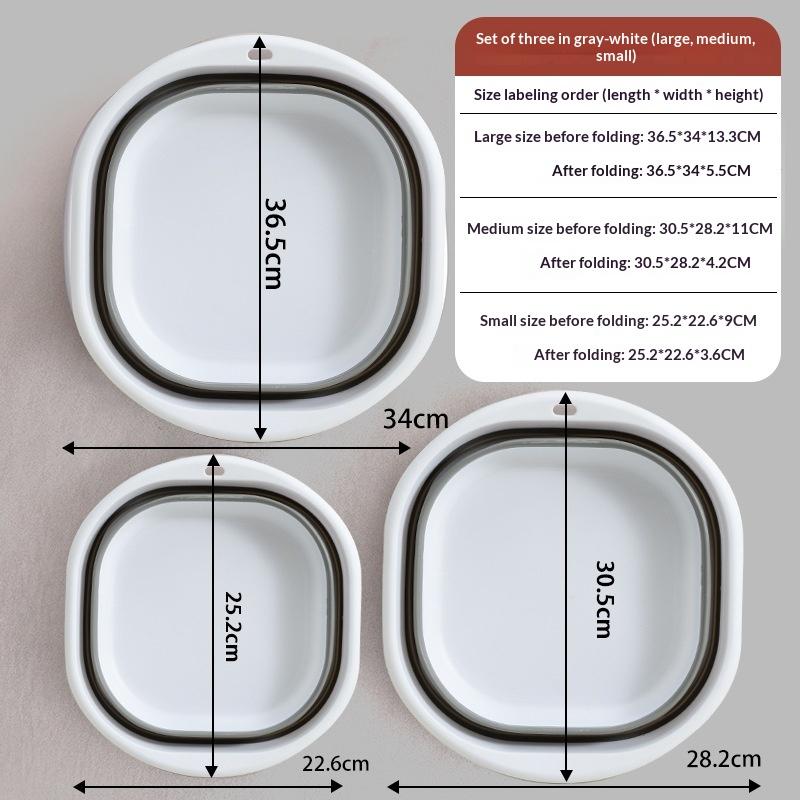 3Pcs Folding Wash Basin Plastic Wash Basin Tub Lightweight Collapsible Basin Multi-Purpose Washbasin For Bathroom Kitchen