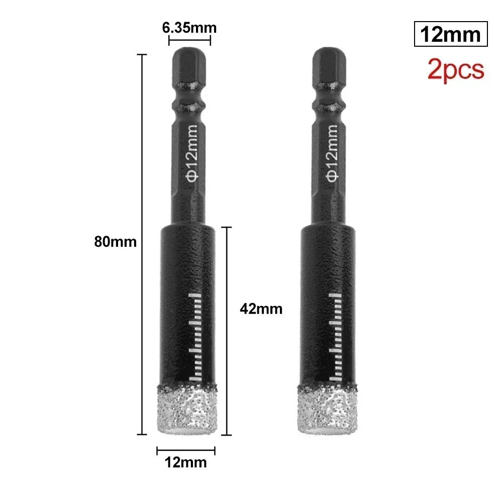 Hole Saw Drill Bit 5/6/8/10/12/14/16mm Black 2PCS 5 -16mm Diamond Length 10mm Drill Bits Marble Ceramic Tile Brand New