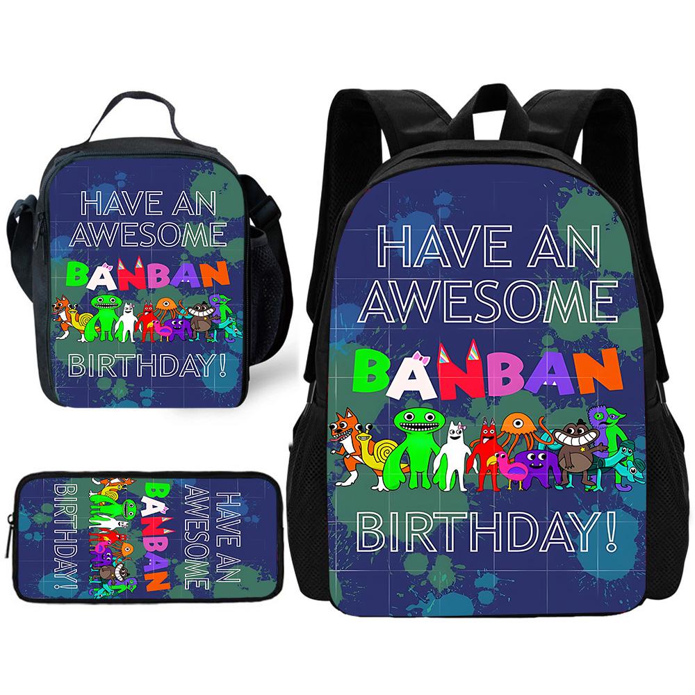 Child School Gartens of BanBans Game Backpack with Lunch Bags ,Pencil Bags ,School Bags for Boys Girls Best Gift