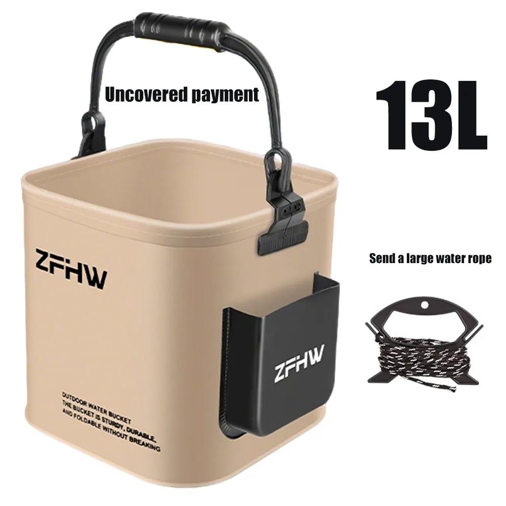 Portable Foldable Fishing Bucket Multi-functional Live Well Fish Keeper with Handle for Outdoor Travel Kayak and Beach Fishing