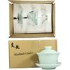 Gaiwan Kung Fu Teacups with Lid 5-Ounce Teacup and Saucer Set Porcelain Chinese Celadon (Sky blue)