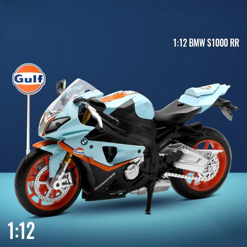 1/12 BMW S1000RR Gulf Oil Die Cast Motorcycle Model Toy Vehicle Collection Autobike Shork-Absorber Off Road Autocycle Toys Car