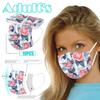 10pcs Flower Printing Adult Disposable Christmas Mask 3 Layer Earring Face Mask