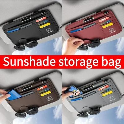 Multifunctional Car Glasses Clip Sunshade Visor Cards Pen Storage Bag Modified Decoration