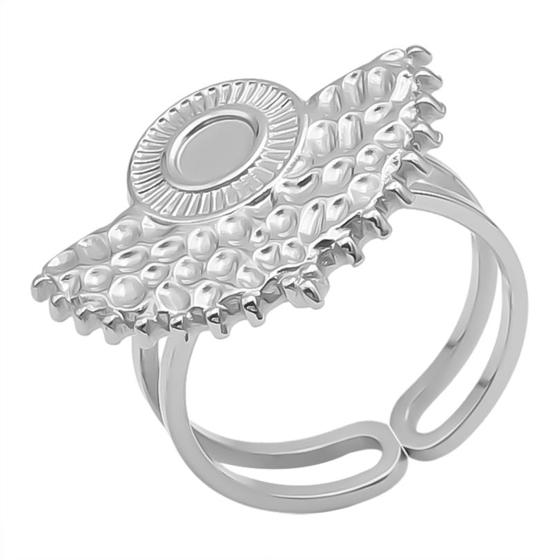 Geometria Semplice Moda Acciaio Inossidabile Anelli Aperti Per Donne Uomini Accessori Colore Argento Cuore Sole Rotondo Base Vuota Fai da Te Anillos