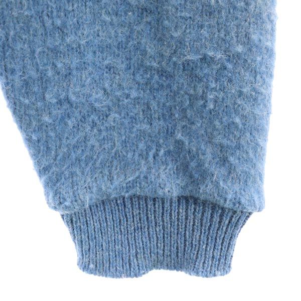 Sears 60s 70s Mohair Long Sleeve V Neck Knit L Blue Sweater Men's Used