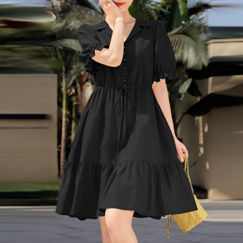 

Жіноча повсякденна літня сукня з коротким рукавом ZANZEA 5XL чорний