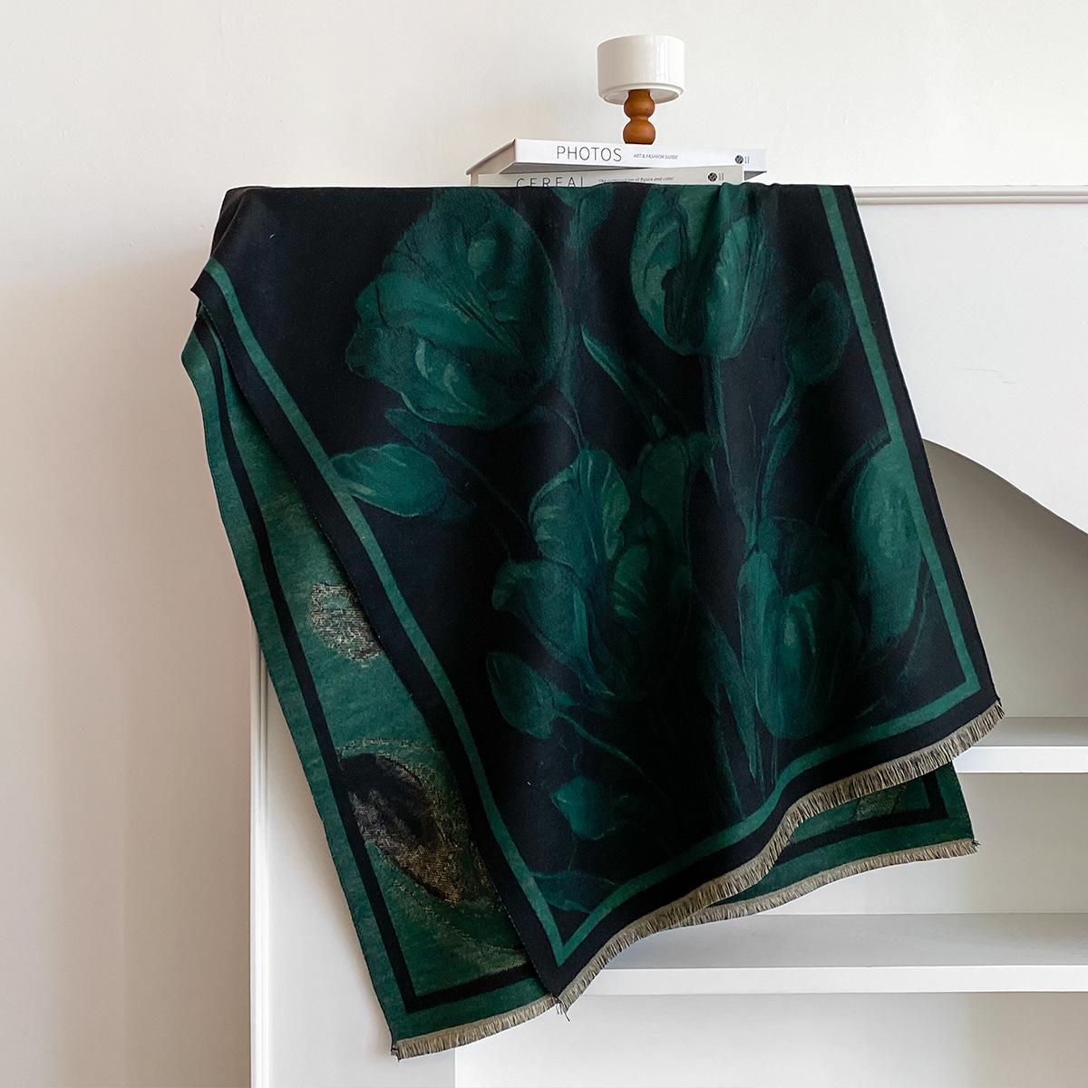 

тюльпановый шарф женственность высокое чувство имитация кашемирового шарфа универсальное теплое пальто 185x65cn зелёный