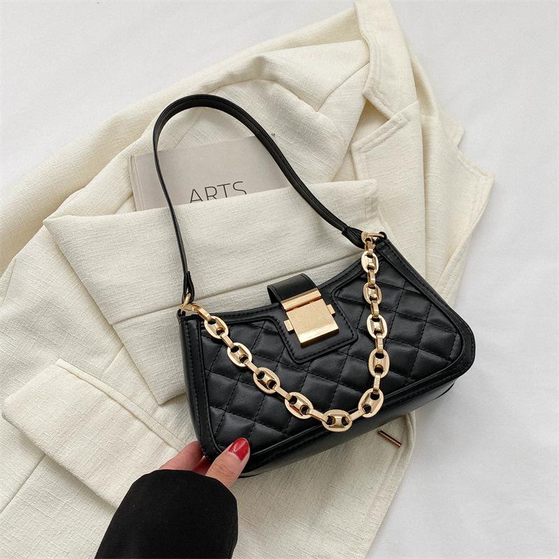 

Winter new bag women s fashion diamond shoulder bag personalized niche underarm bag casual commuter handbag чорний