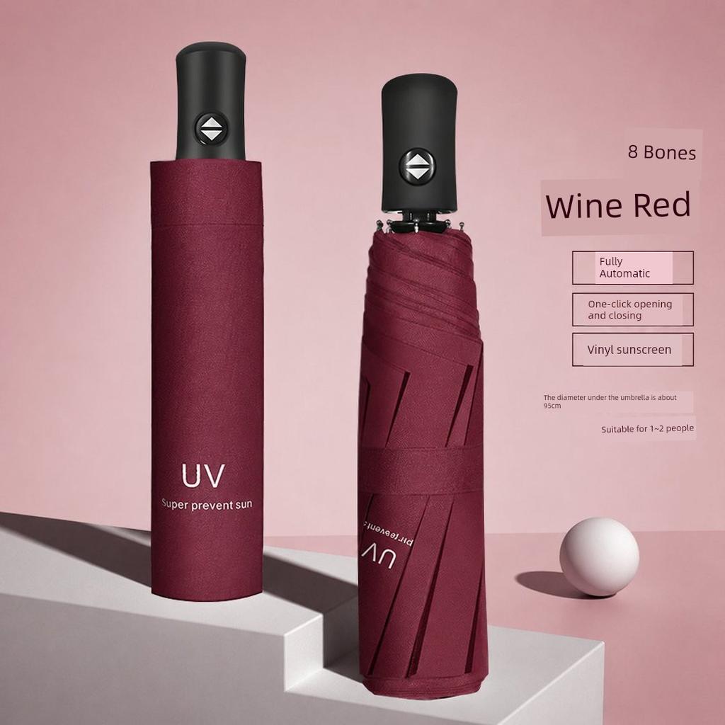 Fully Automatic Dual-Purpose Umbrella for Rain and Sun, Reinforced with Black Coating for Sun Protection, One-Touch Open and Close, Portable Folding