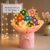 Artificial Crochet Flower Bouquet with LED Light| Handmade Yarn Knitted Floral Bunch for Home