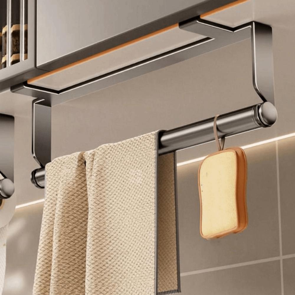 No Drill Under Cabinet Paper Towel Holder Wall Mounted Cling Film Storage Rack for Kitchen