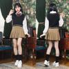 Clearstone Ulzzang Sailor Cosplay Halloween Knit Vest Black X Mocha Black Women's