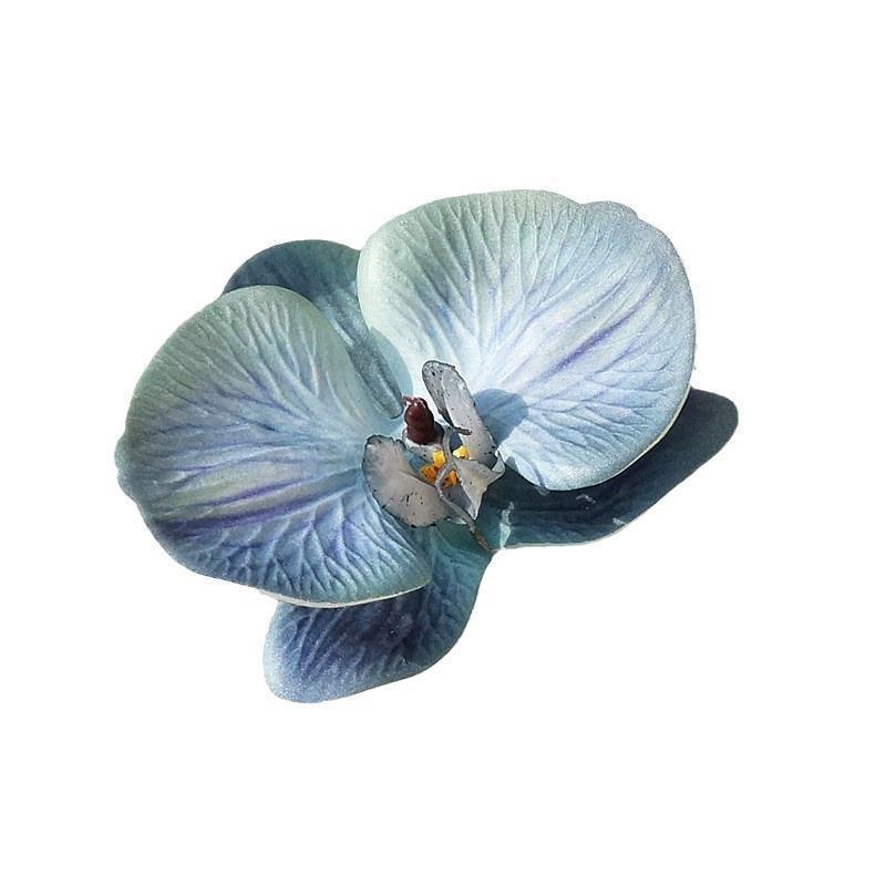 3D Print Big Butterfly Orchid Head Silicone Cotton Artificial Flower Wedding Souvenir Party Gift Box Decor Headdress Flower